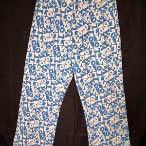 Love Checkers Women 4 Blue White Retro Button Zip Stretch Polyester Blend Capris